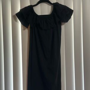Express Black Midi Dress with Ruffle Detail